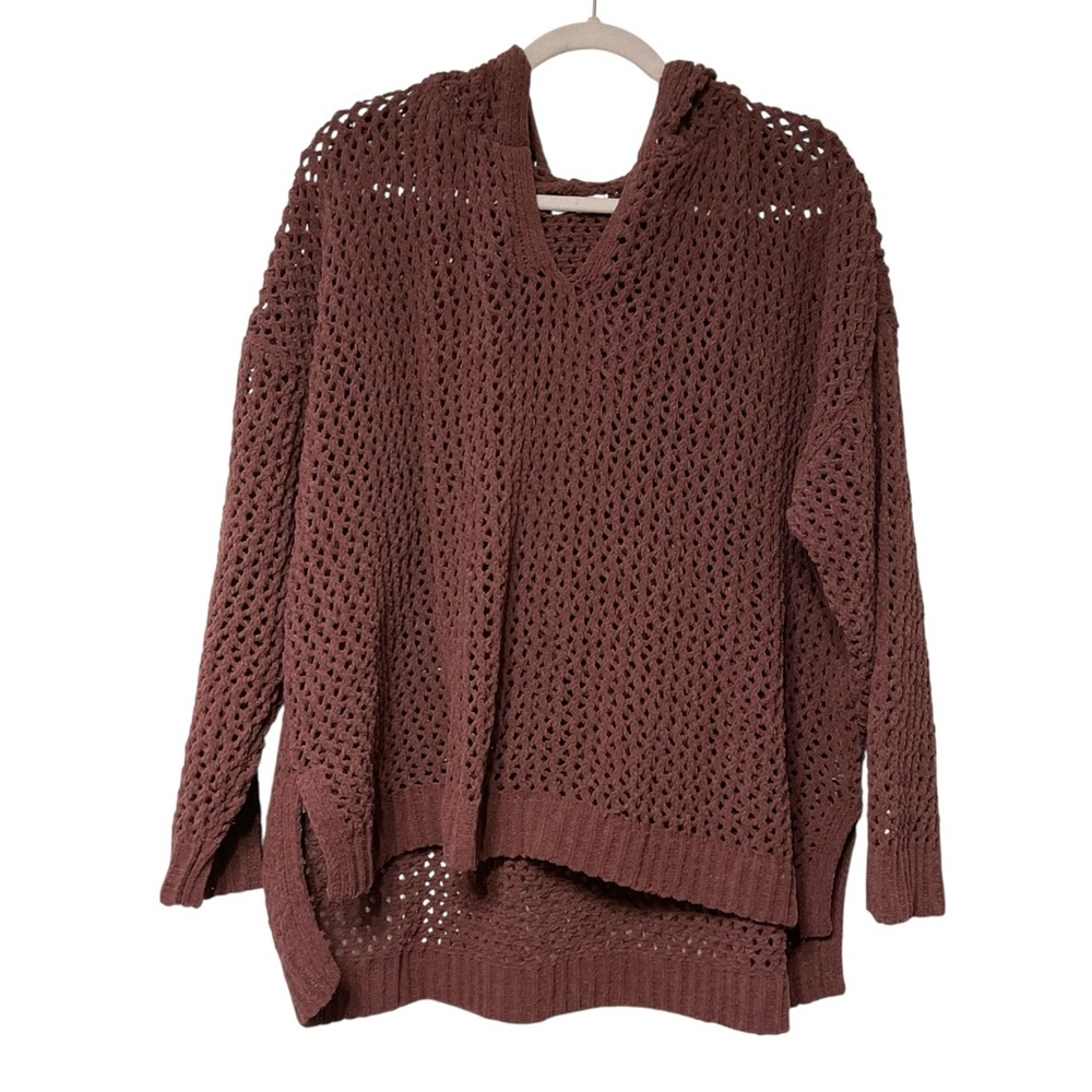 Maurices Chenille Open Knit Hooded Sweater Size 2X Hippie Bohemian